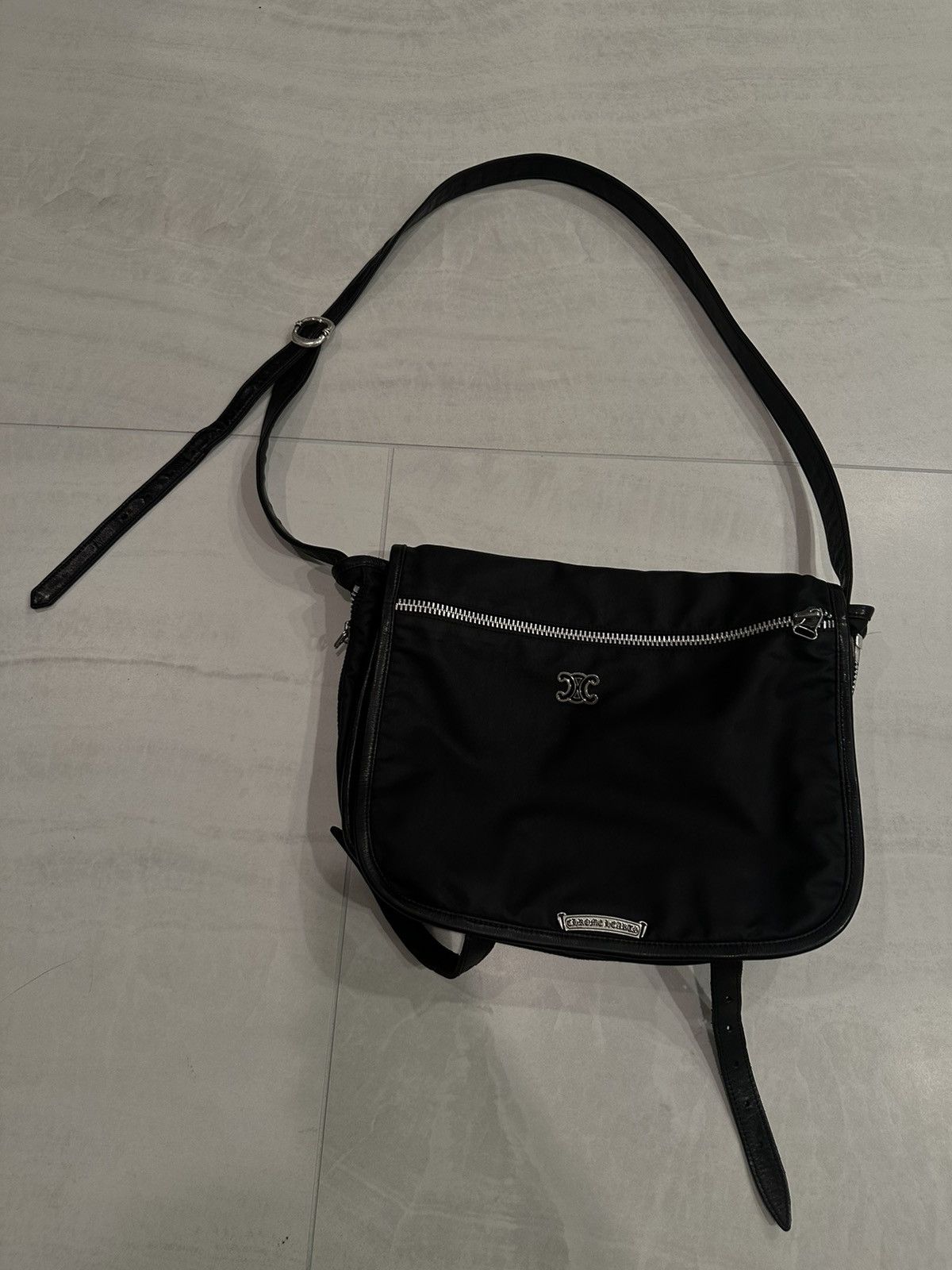 Chrome Hearts Chrome Heart Nylon Messenger Bag in Black, Men's
