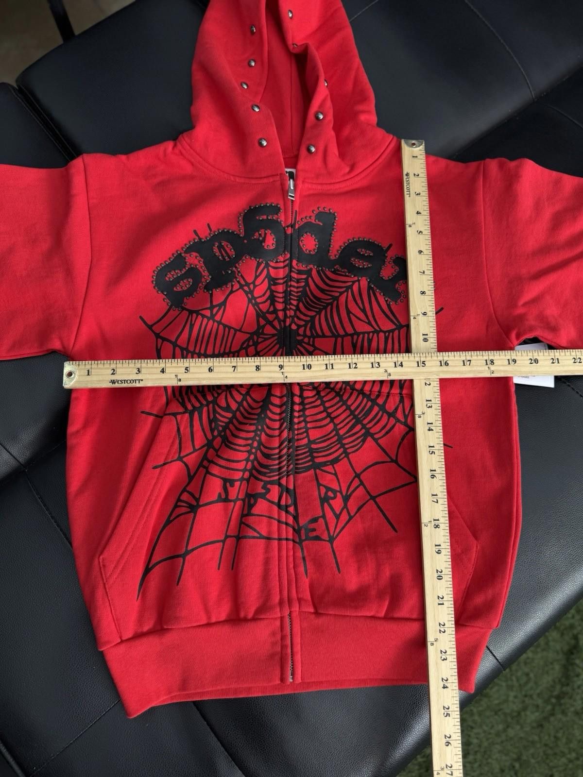 Sp5der Sp5der Worldwide Red Zip Up Studded Hoodie Size XS (NEW) Size US XS / EU 42 / 0 - 6 Thumbnail