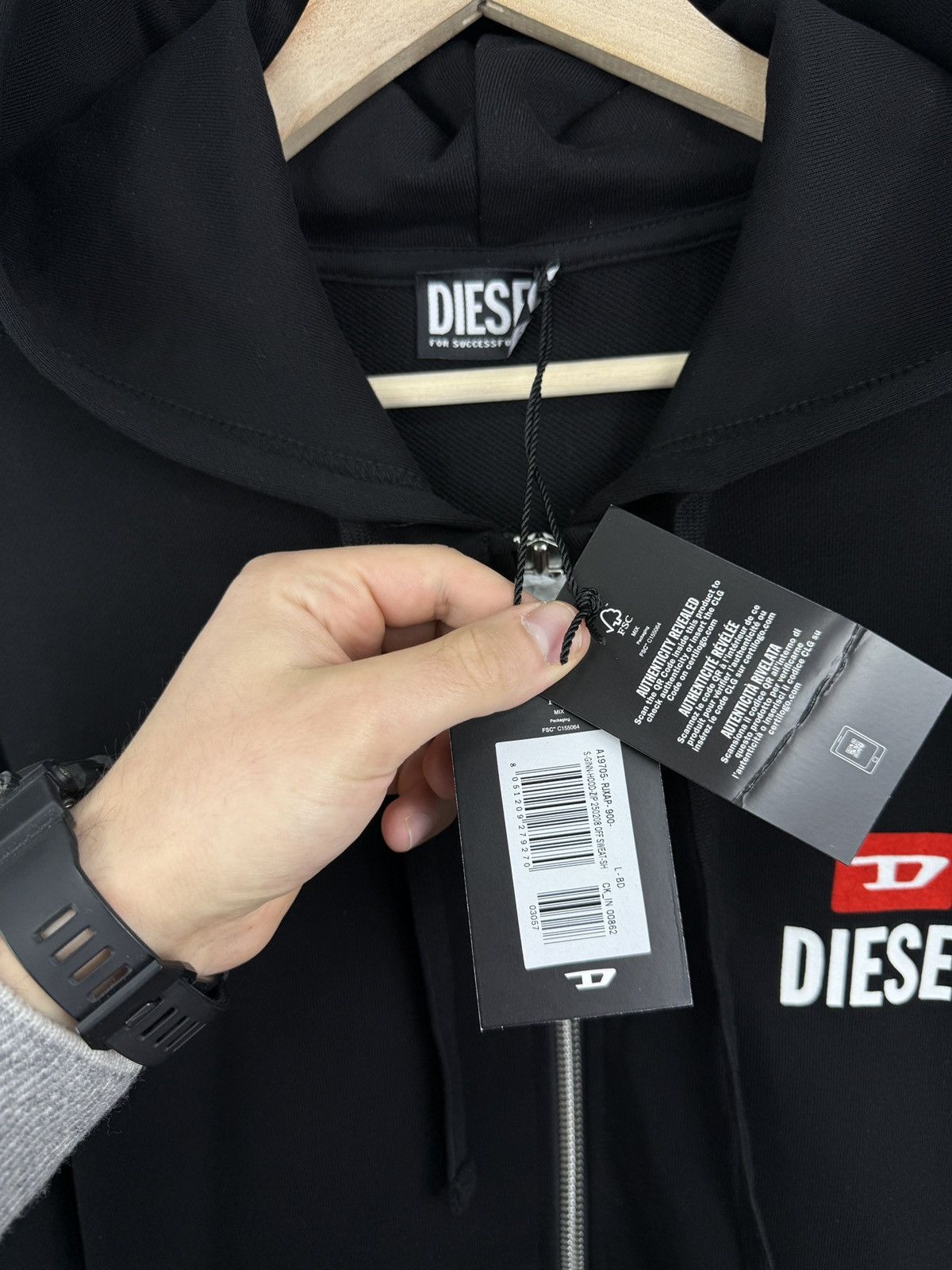 Diesel 🇺🇸 NWT❗️Diesel Full Zip Hoodie Black For Successful Living Y2K Size US L / EU 52-54 / 3 - 10 Thumbnail