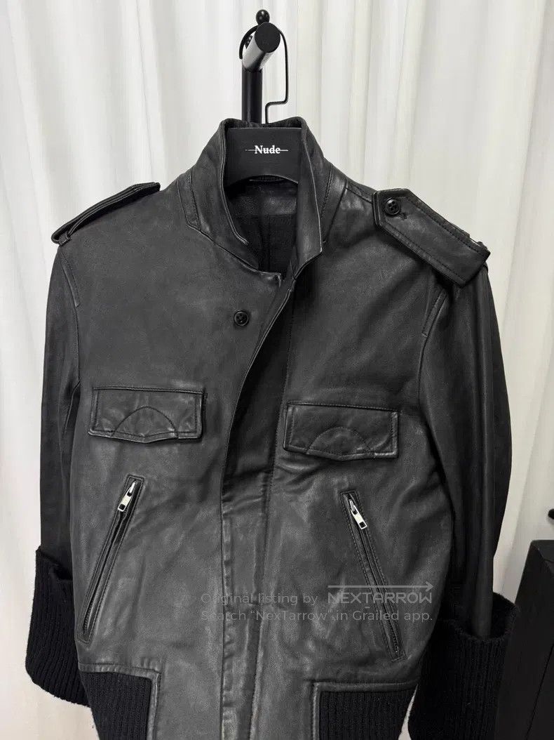 Ann Demeulemeester Ann Demeulemeester Long ribbed leather jacket Size US S / EU 44-46 / 1 - 6 Thumbnail