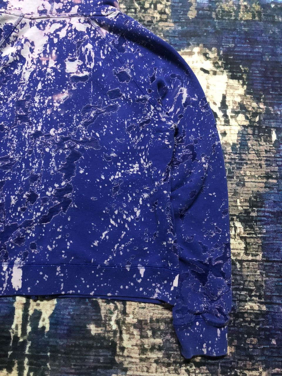 Nike Crazy Nike Cropped Heavily Distressed Bleach Zipper Hoodie Size L / US 10 / IT 46 - 9 Thumbnail