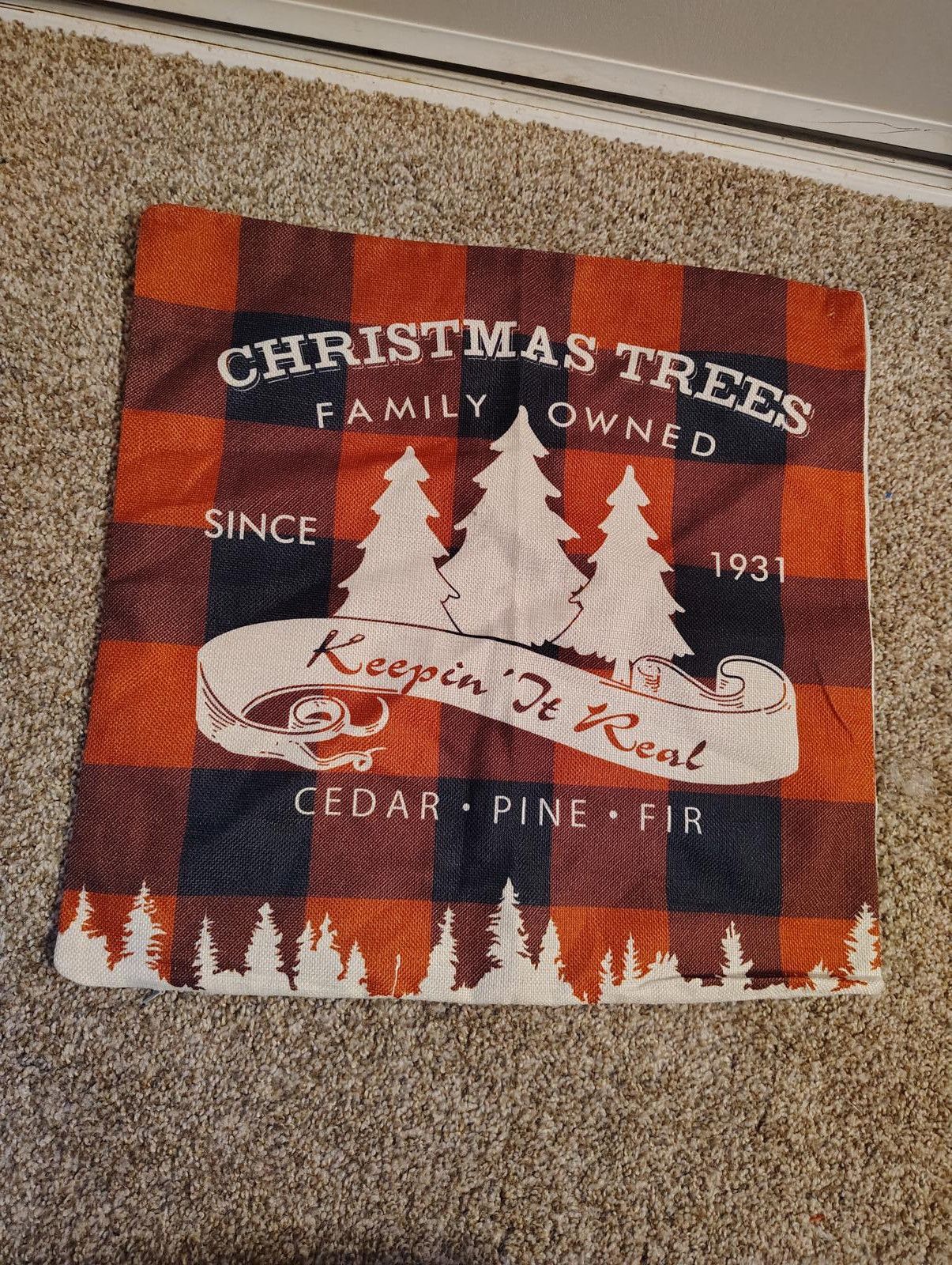 Designer Family Owned Christmas Trees Decorative Throw Pillow Cover Size ONE SIZE - 1 Thumbnail