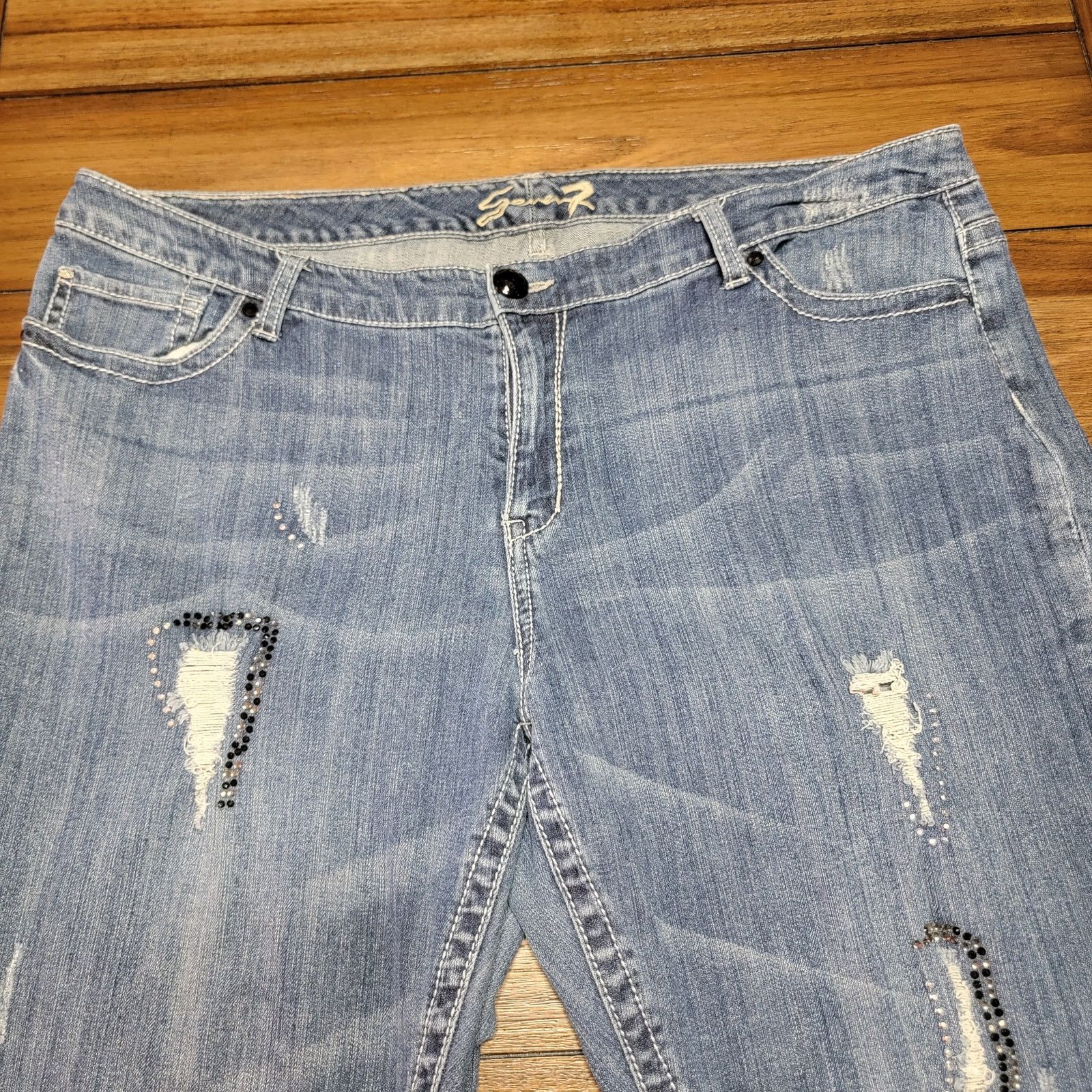 Seven 7 Seven7 Straight Denim Jeans w/ Front Bling - Size 24 Size 42" / US 20 - 2 Thumbnail