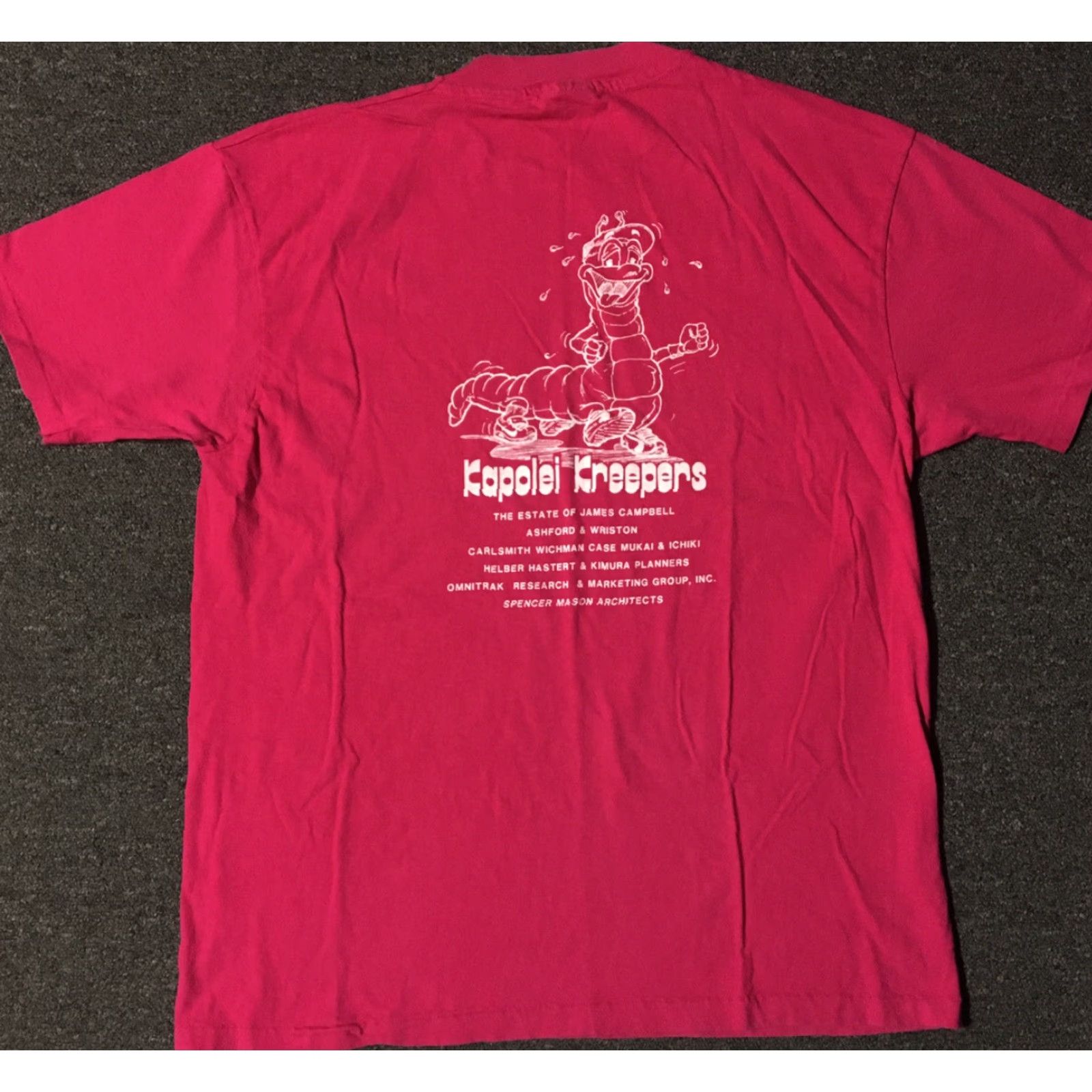 Hanes VINTAGE Hawaii Kapolei Kreepers Caterpillar Shirt L Men Pink 80s Surf Animal Aloha Retro 90s University USA Hanes Short Sleeve T-Shirt Single Stitch Size US L / EU 52-54 / 3 - 2 Thumbnail
