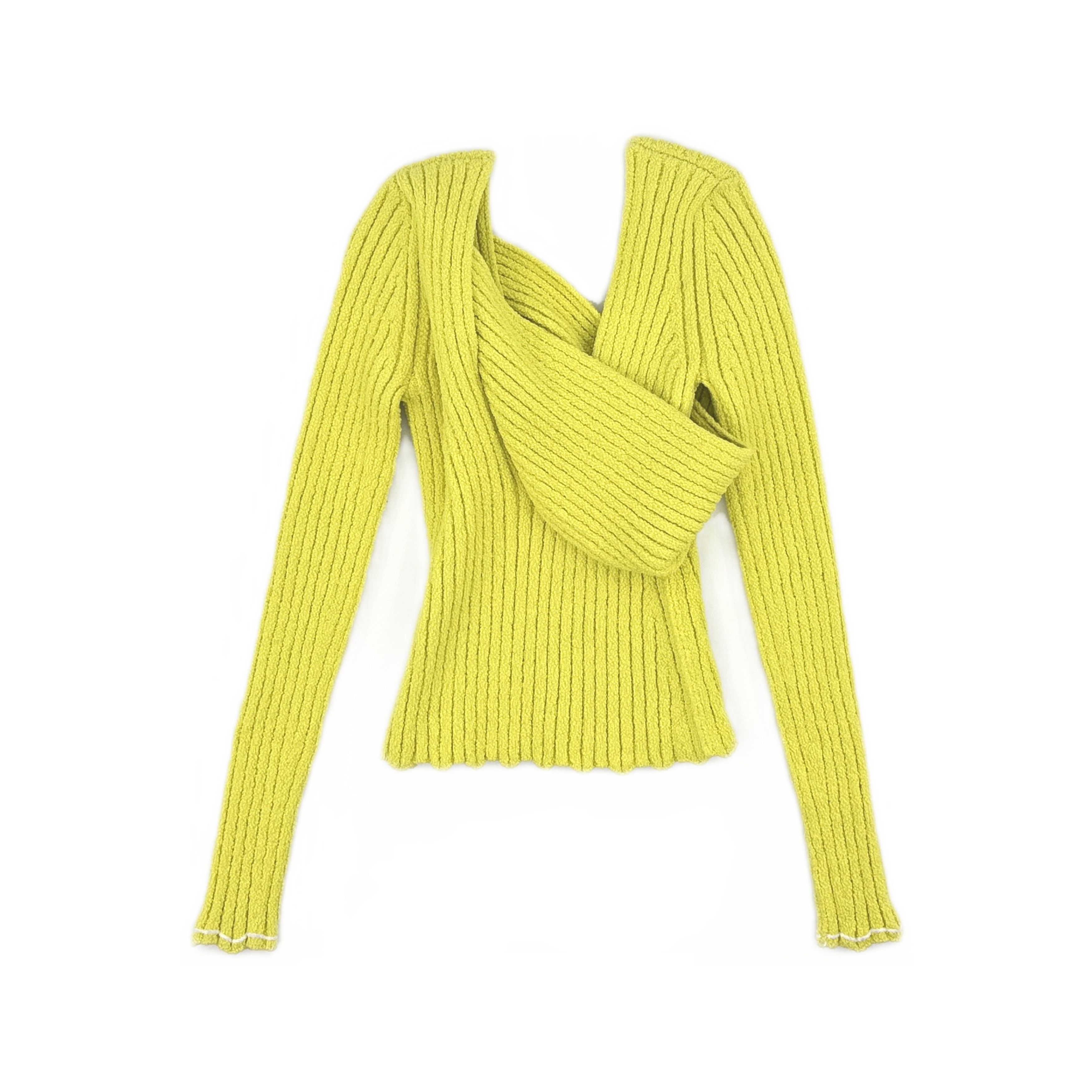 Bottega Veneta Bottega Veneta Yellow Wrap Knit Sweater Size 36 Size XS / US 0-2 / IT 36-38 - 1 Thumbnail