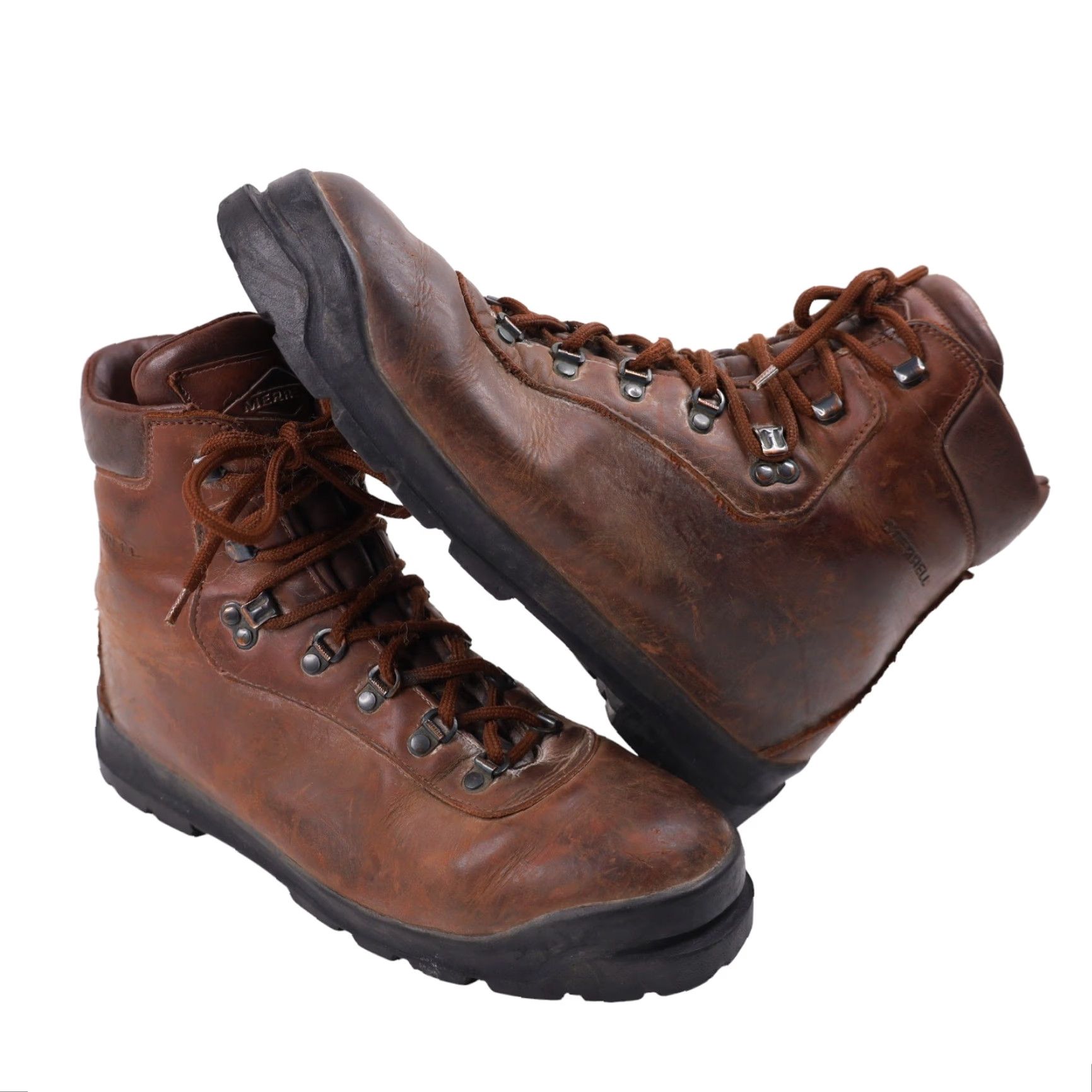 Merrell VINTAGE Merrell Boots Mens 11 Leather Mountaineering Italian Made Brown Boots Mens 11 Leather Mountaineering Brown Merrell Combat Boot Mens 11 Size US 11 / EU 44 - 2 Thumbnail