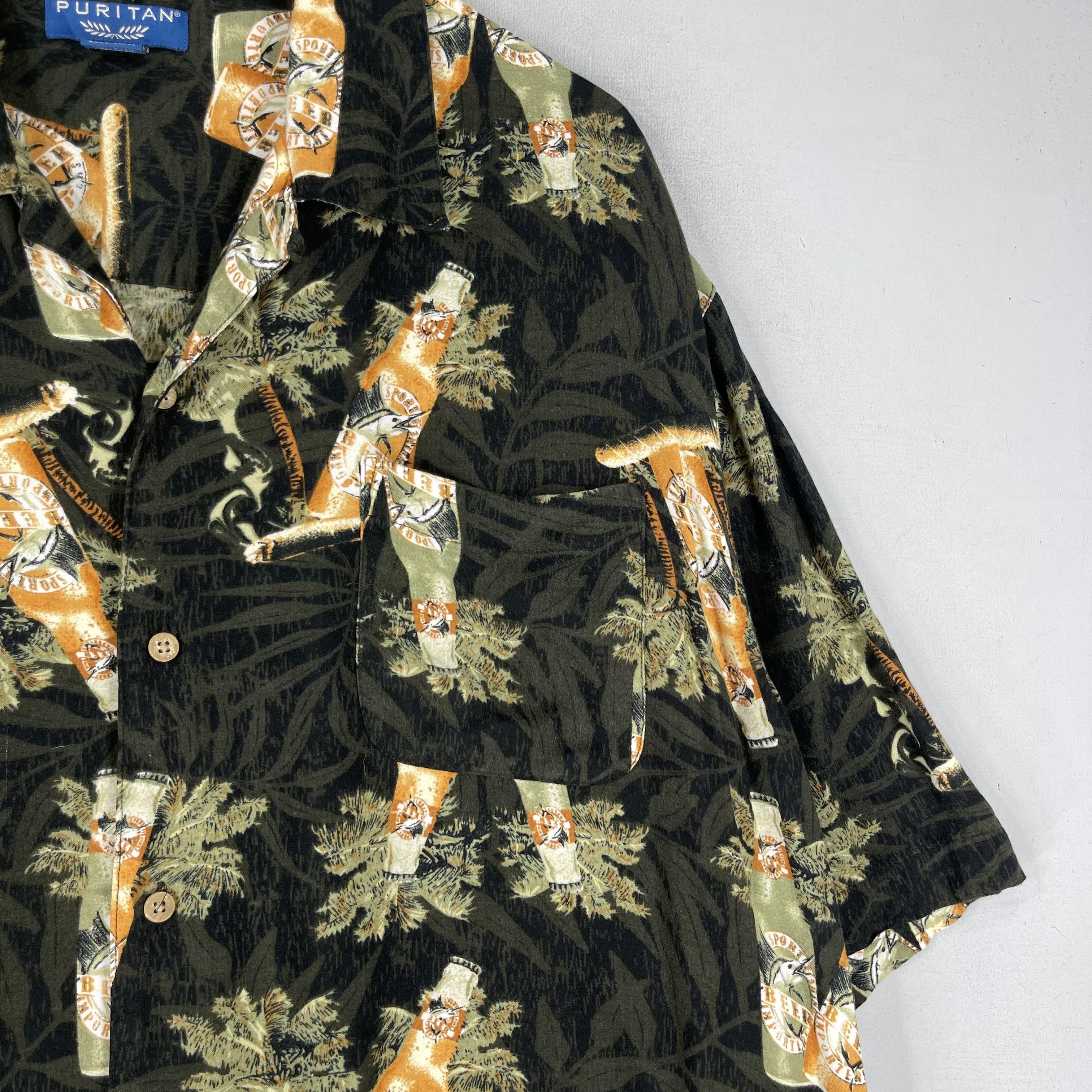 Japanese Brand PURITAN Hawaii Corona Beer Printed Rayon Shirt Button Up Size US XL / EU 56 / 4 - 3 Thumbnail