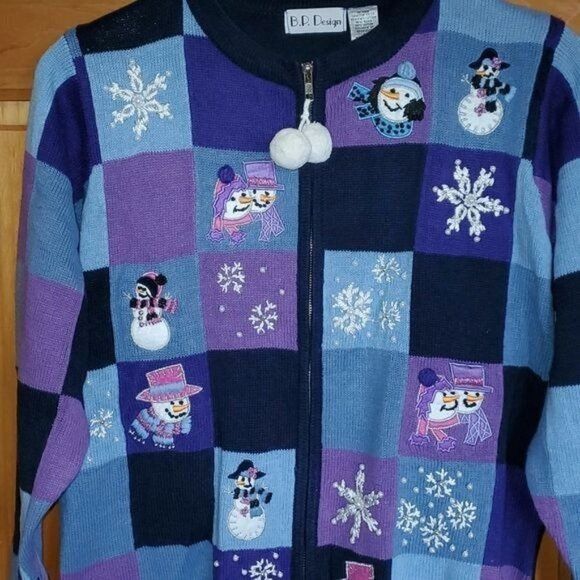 Designer B.P. Design Sz L Blue Embellished & Embroidered Holiday Full Size L / US 10 / IT 46 - 3 Thumbnail