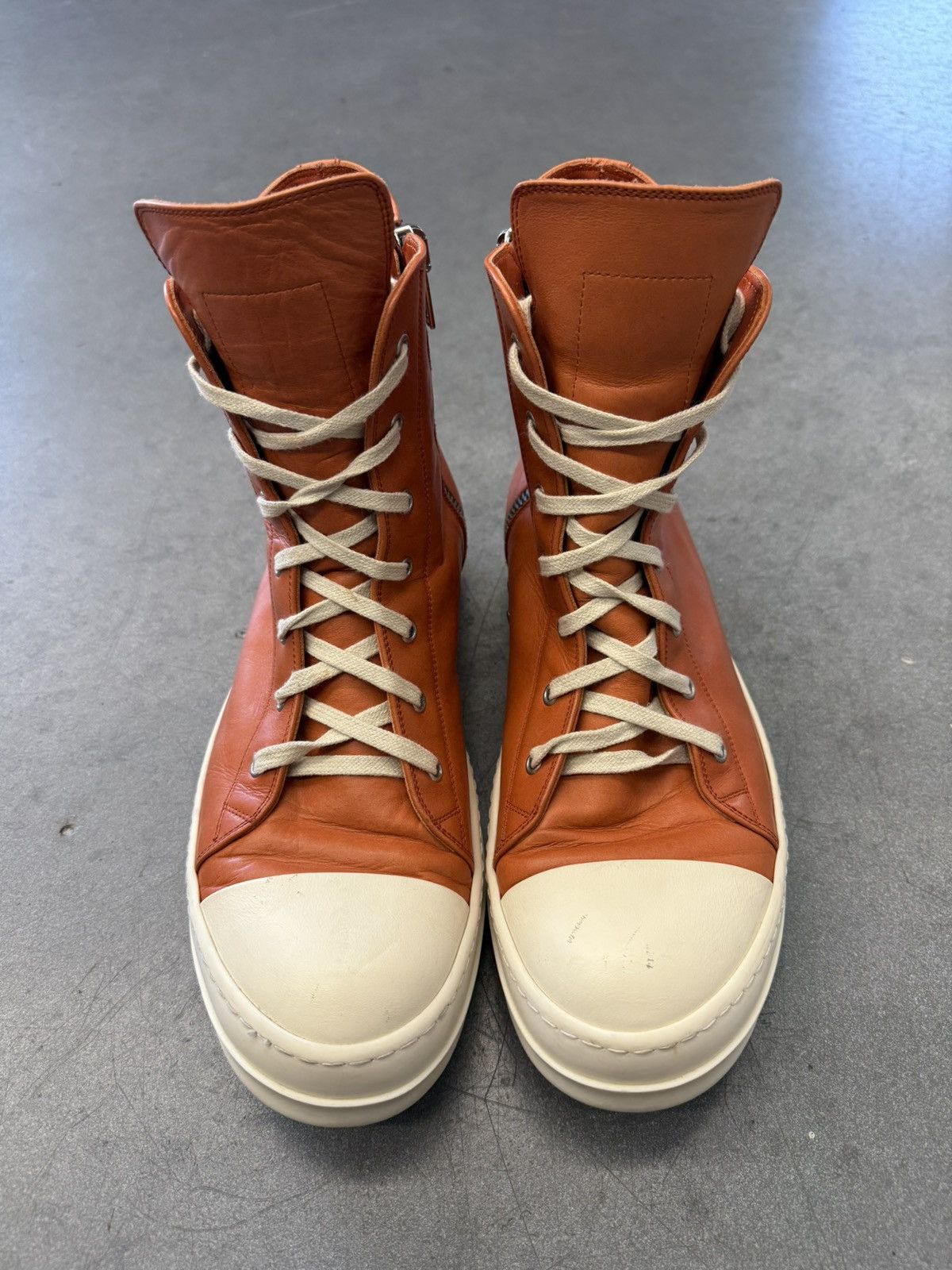 Rick Owens Rick Owens Orange Ramones Mainline Leather High Top Size US 12 / EU 45 - 3 Thumbnail