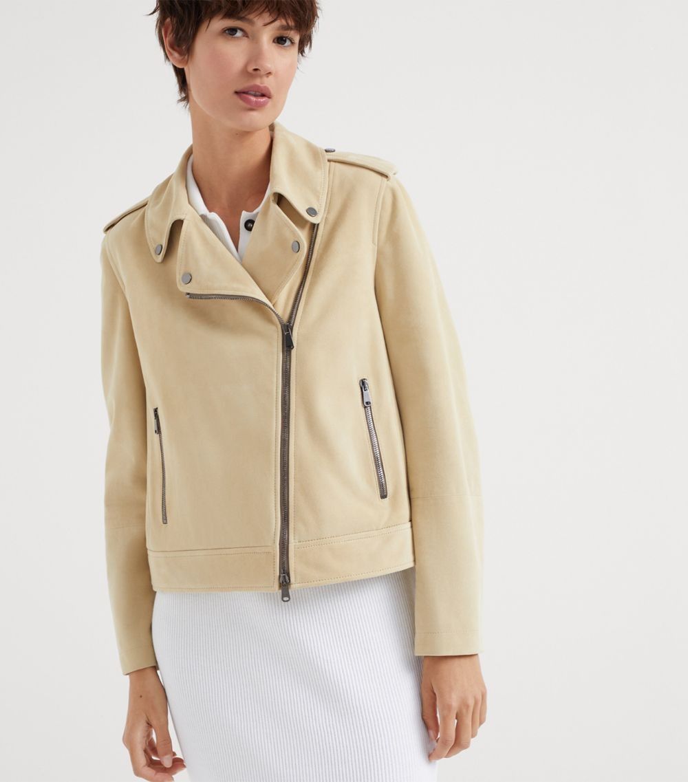 Brunello Cucinelli o1la1rc1a0425 Leather Jacket in Beige Size XL / US 12-14 / IT 48-50 - 2 Thumbnail
