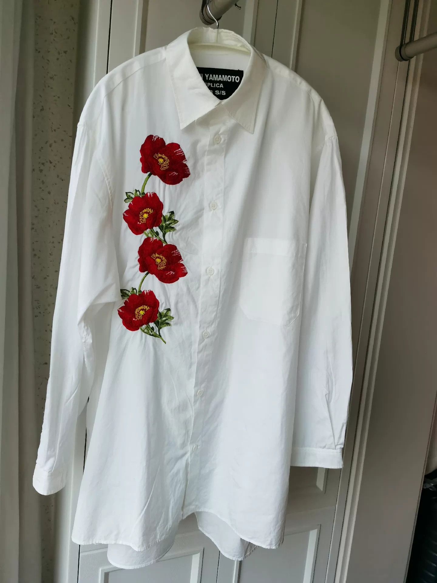 Yohji Yamamoto Yohji Yamamoto 1988 Embroidered Camellia Shirt S3 Worn Size US L / EU 52-54 / 3 - 8 Thumbnail
