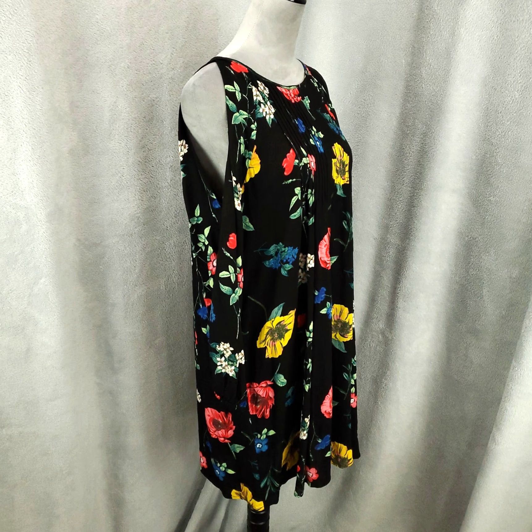 Old Navy Old Navy Dress Womens Large Black Floral Cold Shoulder Sleeve Knee Length A-Line Shift dress Size L / US 10 / IT 46 - 2 Thumbnail