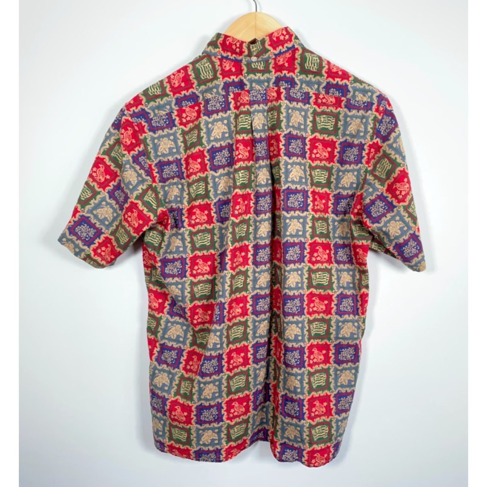 Reyn Spooner VINTAGE Reyn Spooner Aloha Shirt Men's M Lahaina Sailor Flag Bird Hawaiian Red 90s Retro Geometric Short Sleeve Button-Down Collar Mens Size US M / EU 48-50 / 2 - 2 Thumbnail