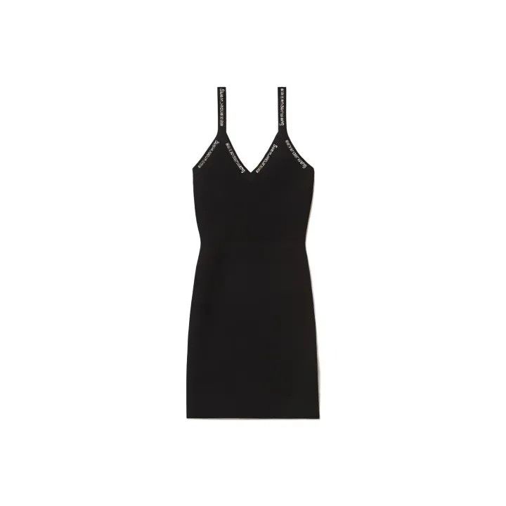 Alexander Wang Alexander Wang Black Logo-Trimmed Cami Dress 0079 Size L / US 10 / IT 46 - 1 Thumbnail