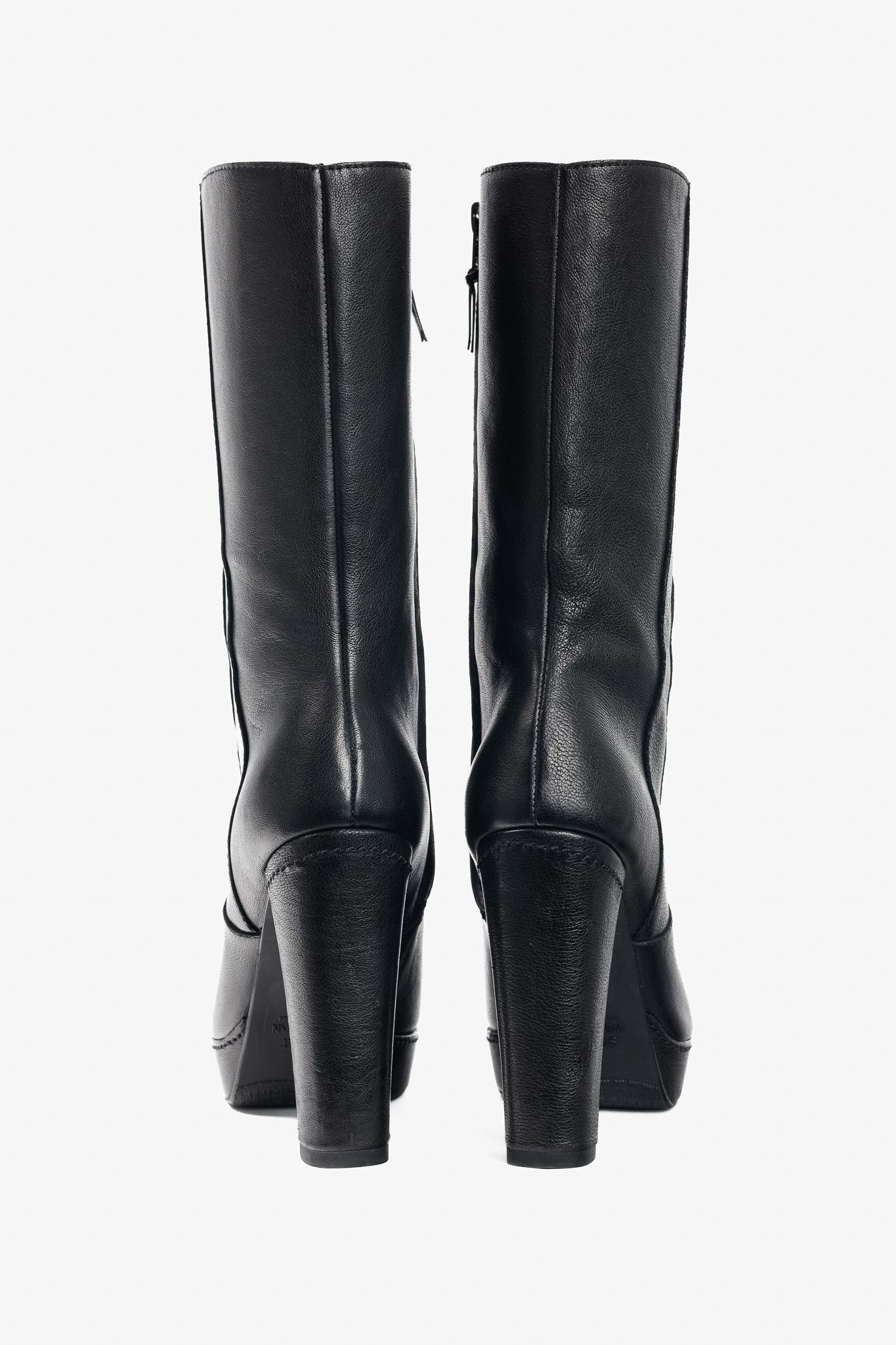 Stuart Weitzman Stuart Weitzman Black Leather Platform Heeled Short Boots Size US 5.5 / IT 35.5 - 3 Thumbnail