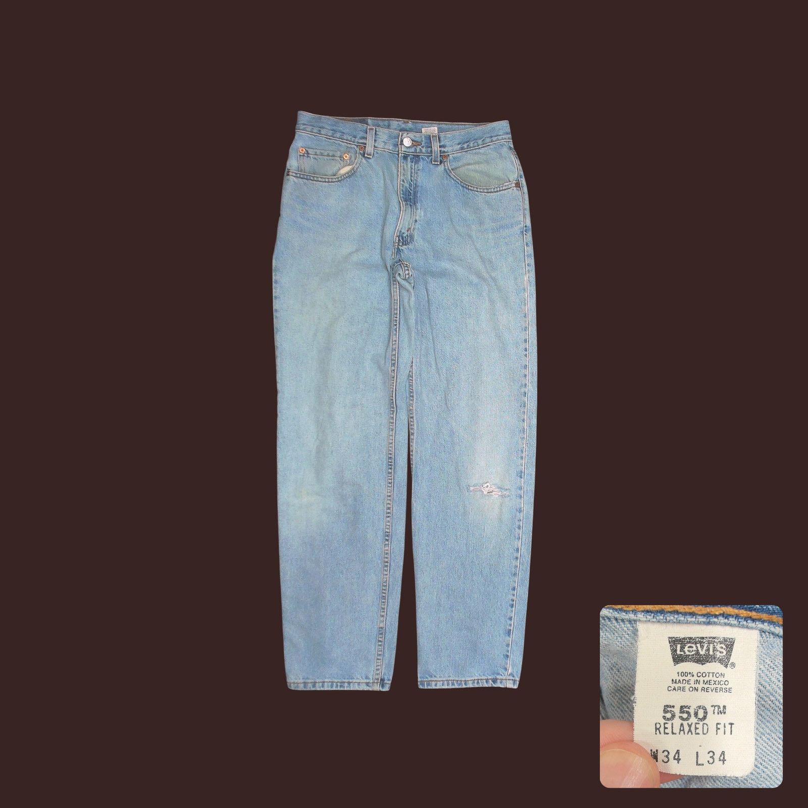 Levi's Y2K Levi's 550 Faded Thrashed Skater Jeans 34x33.5 Size US 34 / EU 50 - 1 Thumbnail