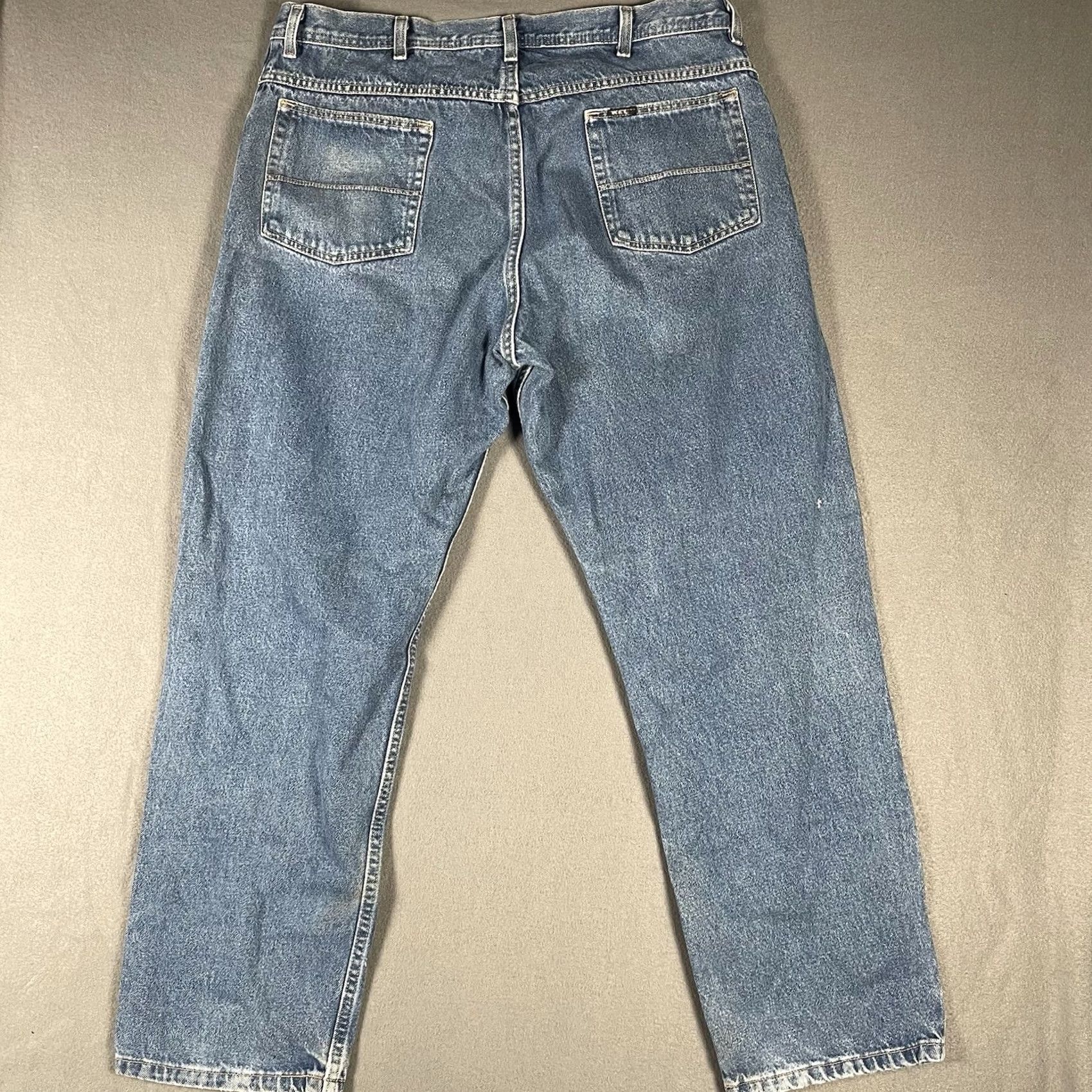 Vintage VINTAGE Key Jeans Mens 40x32 Medium Wash Distressed Straight 90s Grunge Logo Embroidered 5-Pocket Denim USA Rock Mens Size US 40 / EU 56 - 4 Thumbnail