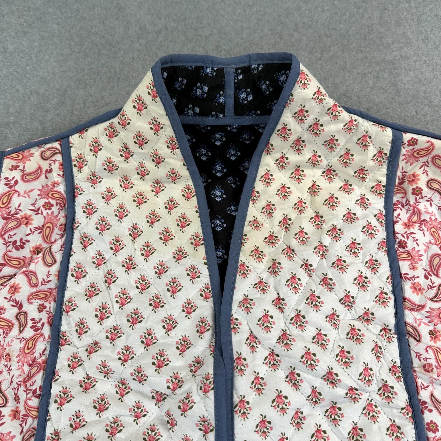 Vintage Reversible Quilted Jacket Womens Large Paisley Boho Cropped Jacket Size L / US 10 / IT 46 - 6 Thumbnail