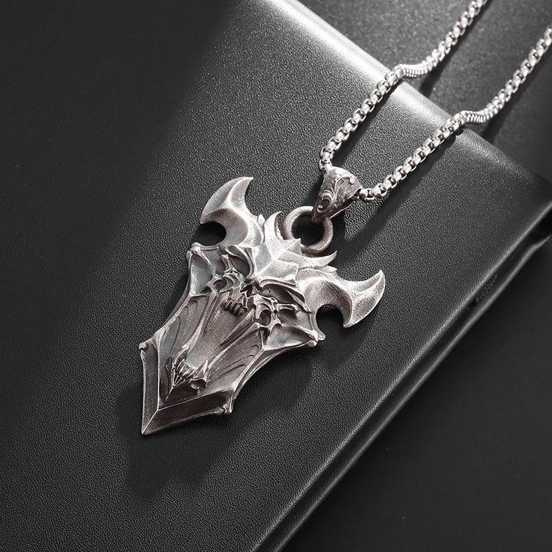 Jewelry Retro Domineering Wolf Head Sword Pendant Necklace Size ONE SIZE - 2 Thumbnail
