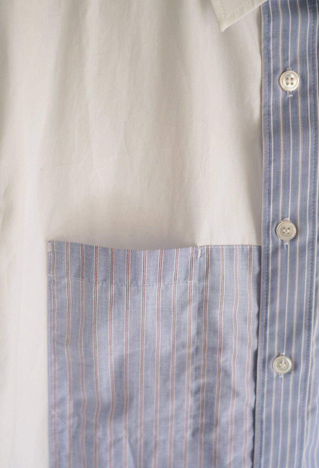 Yohji Yamamoto Yohji Yamamoto 13ss Blue Stripe Panel Shirt K4 Size US XL / EU 56 / 4 - 3 Thumbnail