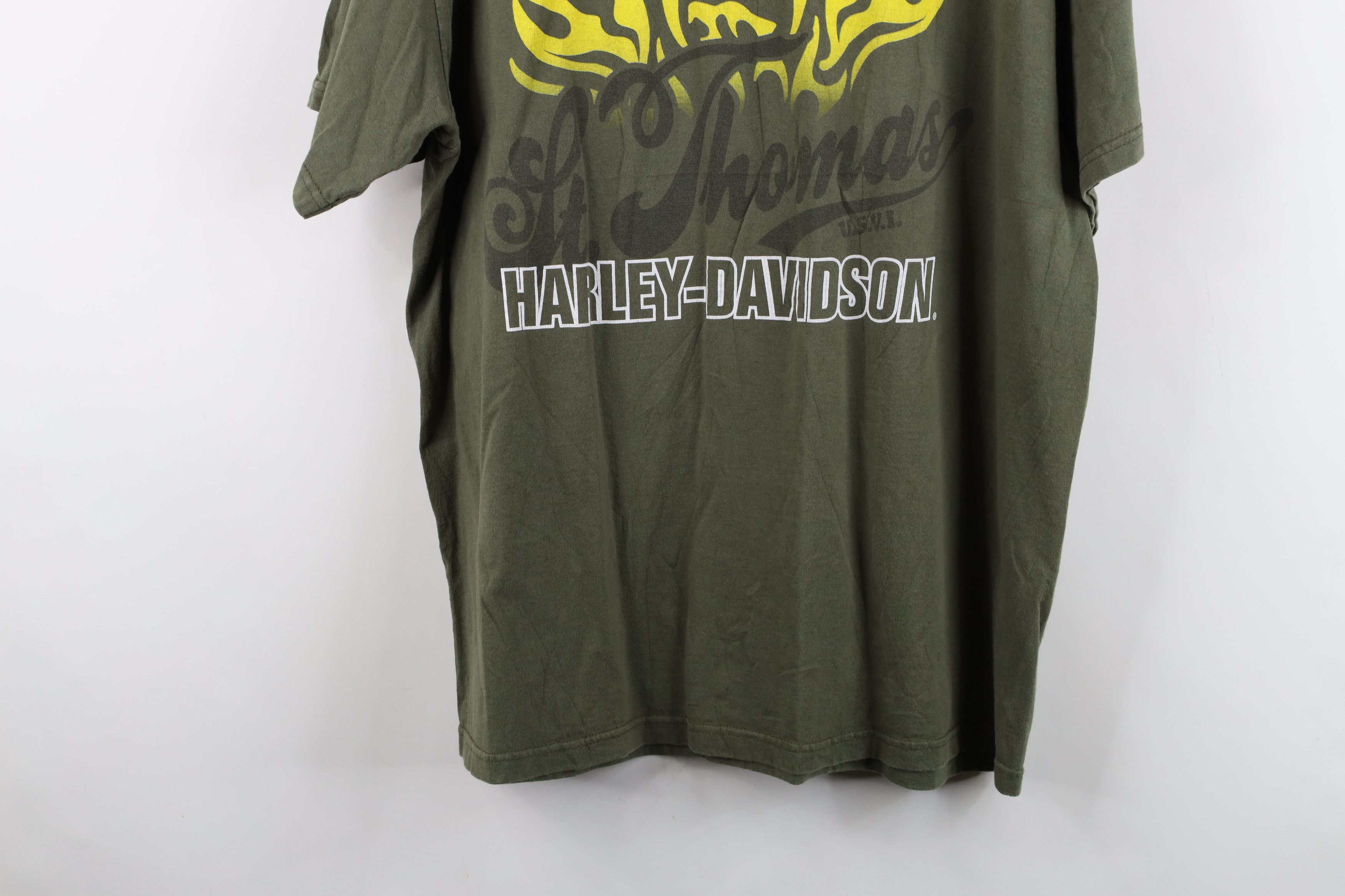 Harley Davidson Vintage Y2K Harley Davidson Spell Fire Flames T-Shirt Green Size US XL / EU 56 / 4 - 15 Thumbnail