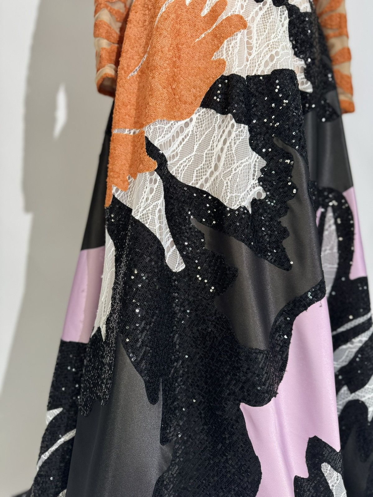 Other Brand New US 8 Jean Fares Couture Multi Fabric Maxi Gown Size M / US 6-8 / IT 42-44 - 3 Thumbnail