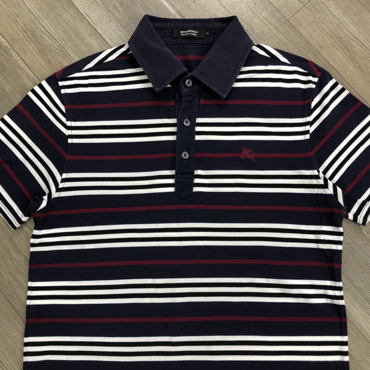 Burberry × Designer × Vintage Vintage Burberry London Black Label Striped Polo Shirt Size US M / EU 48-50 / 2 - 2 Thumbnail