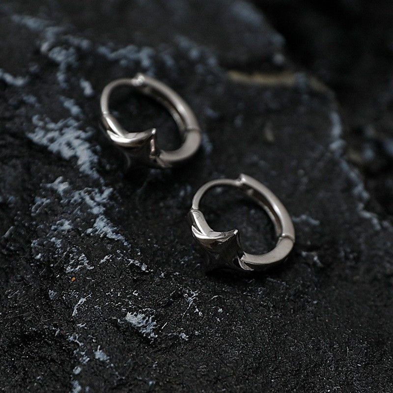 Jewelry × Sterling Silver Hip-hop Earrings One Pairs Chrome Jewelry Size ONE SIZE - 6 Thumbnail