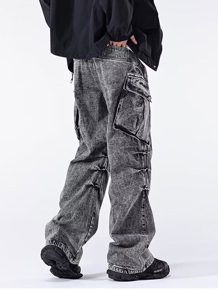 Japanese Brand × Jean Washed Black Baggy Cargo Jeans Size US 30 / EU 46 - 4 Thumbnail