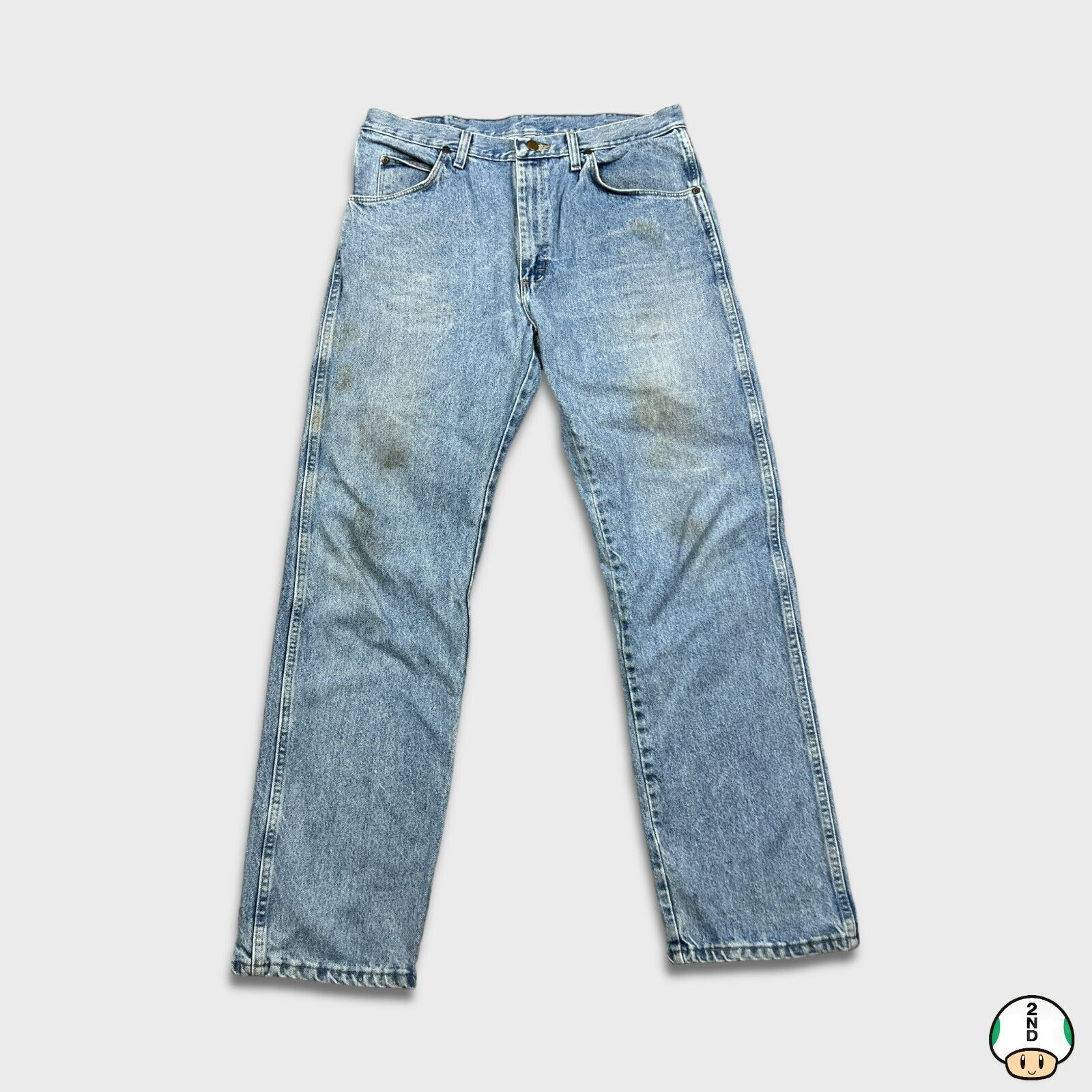Vintage × Wrangler Wrangler Jeans Men 34x32 Blue Straight Work Wear Denim Pants Size US 34 / EU 50 - 1 Thumbnail