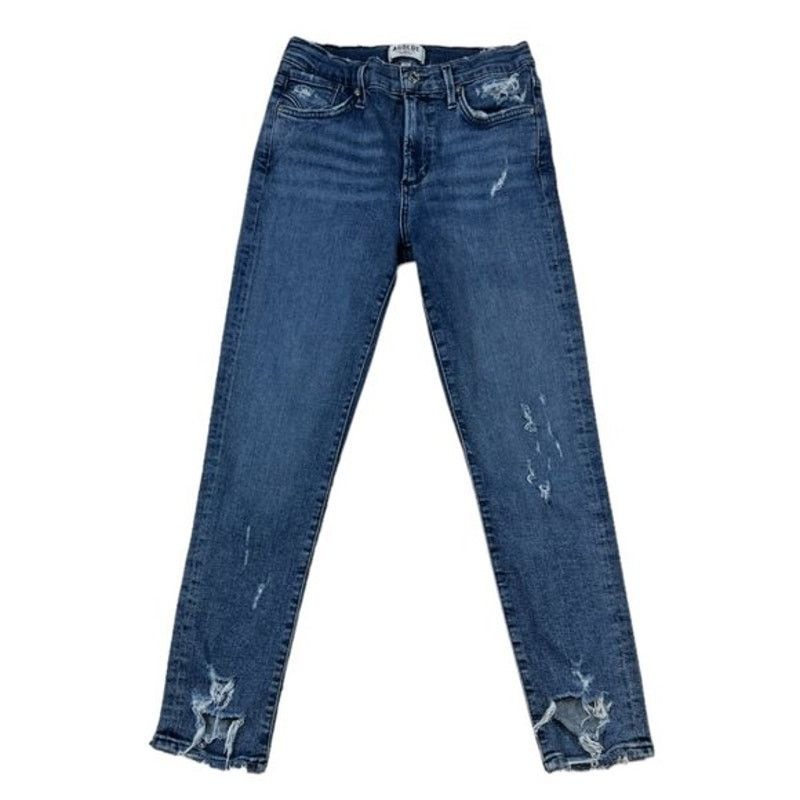 Agolde AGOLDE Sophie Crop Distressed Blue Jeans - Size 27 Size 27" / US 4 / IT 40 - 1 Thumbnail