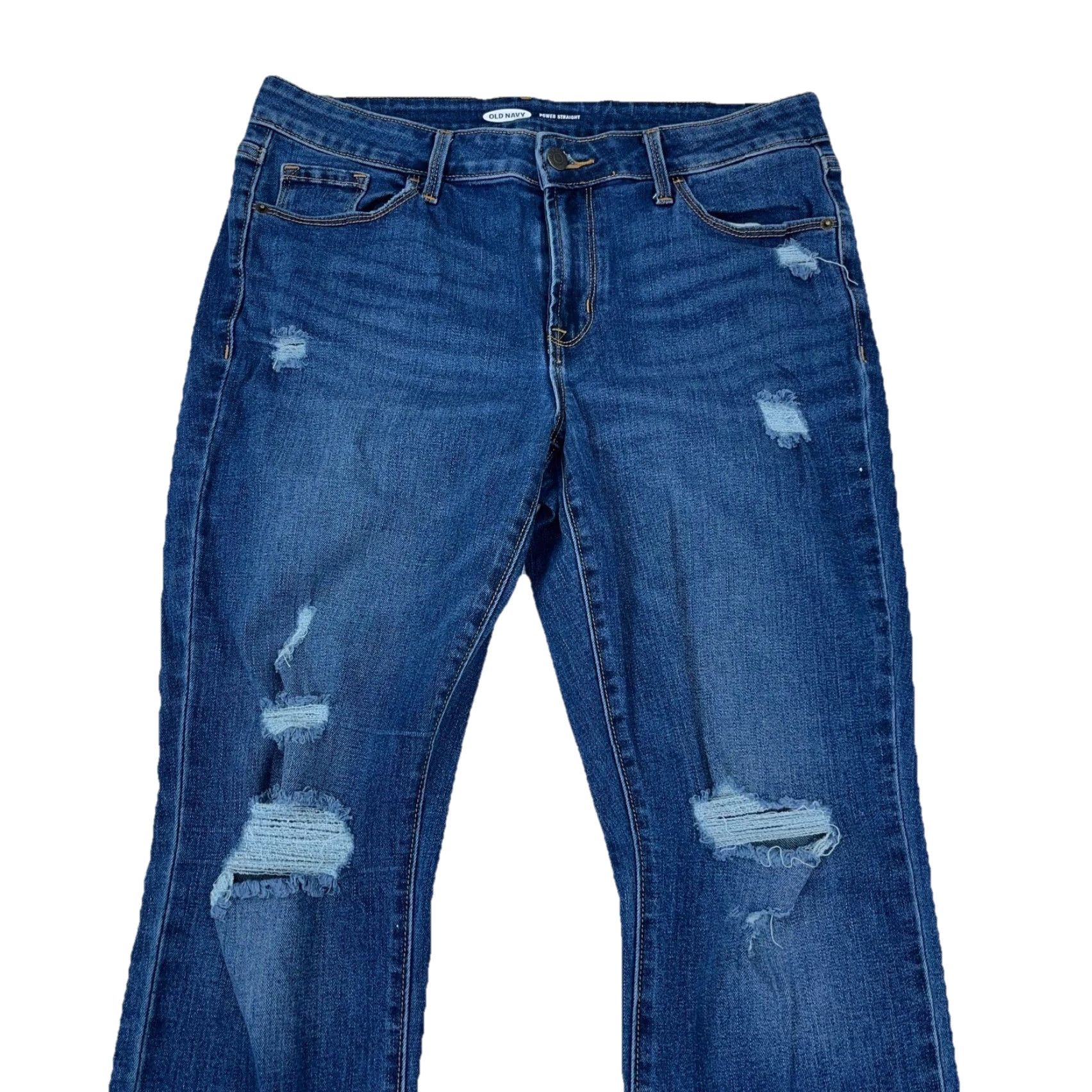 Old Navy Old Navy Jeans Womens 8 Power Straight Curvy Mid Rise Med Wash Holes Ripped A86 Jeans Mens Womens Boys Girls Size 30" / US 8 / IT 44 - 4 Thumbnail