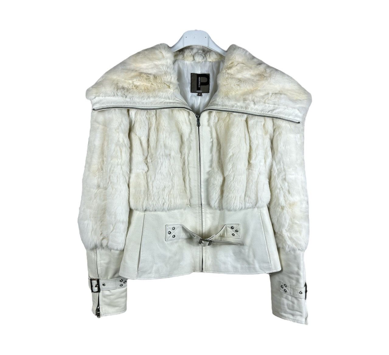 Vintage Vintage Conbipel y2k fur leather belt cropped jacket retro Size S / US 4 / IT 40 - 1 Thumbnail