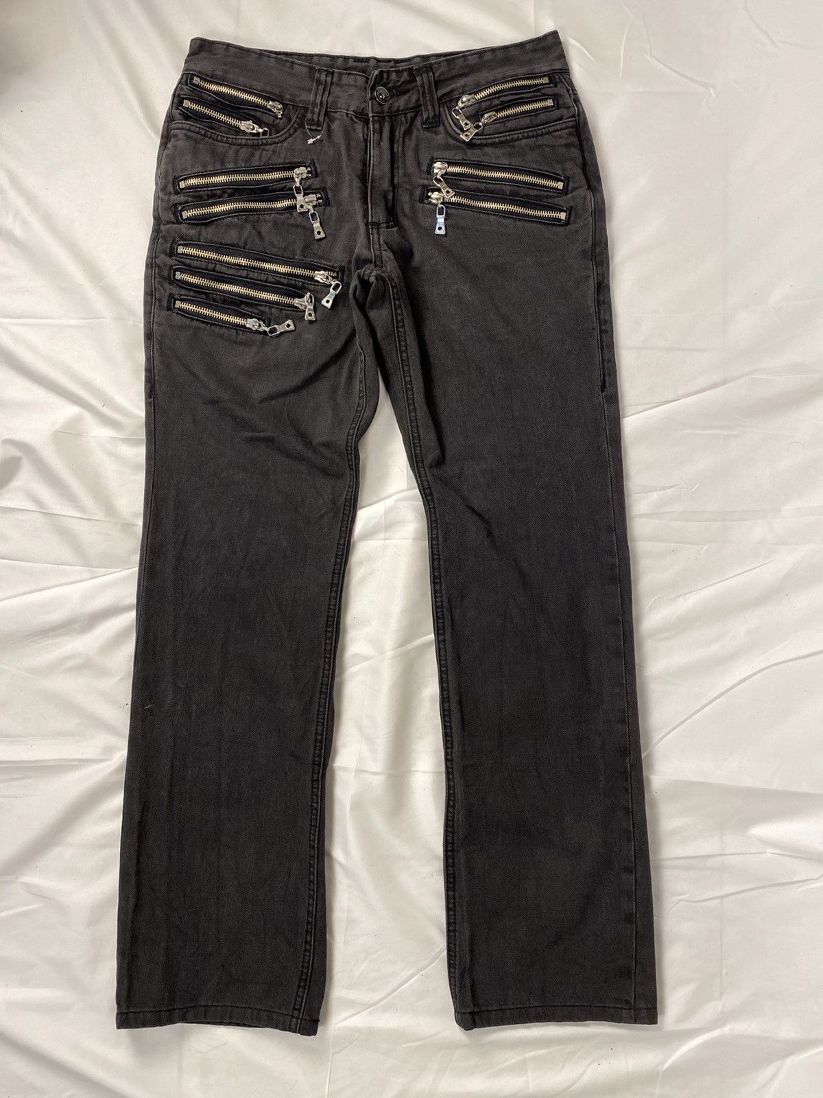 Japanese Brand Semantic Design Multi Zip Punk Bondage Slim Fit Denim Size US 29 - 5 Thumbnail