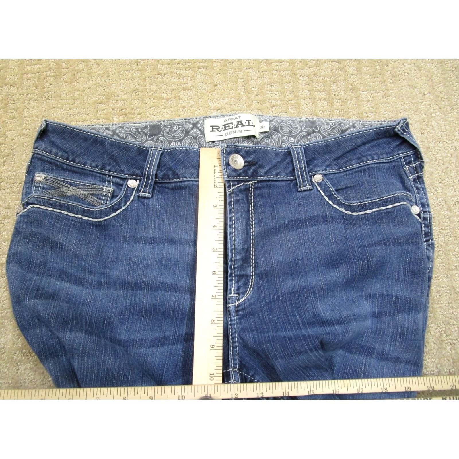 Ariat Ariat Jeans Women 34 Dark Blue Straight Mid Rise Denim Cowboy Logo 5-Pocket Regular Fit Pants Shoes? Size 24" / US 00 / IT 34 - 6 Thumbnail