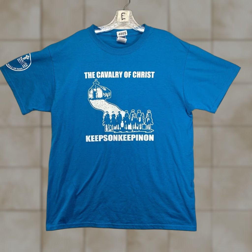 Jerzees VINTAGE Jerzees T-Shirt Men Men Large Blue Jesus 80s 90s Religion Scripture Cavalry of Christ Lady of Guadalupe Gift Size US L / EU 52-54 / 3 - 1 Thumbnail
