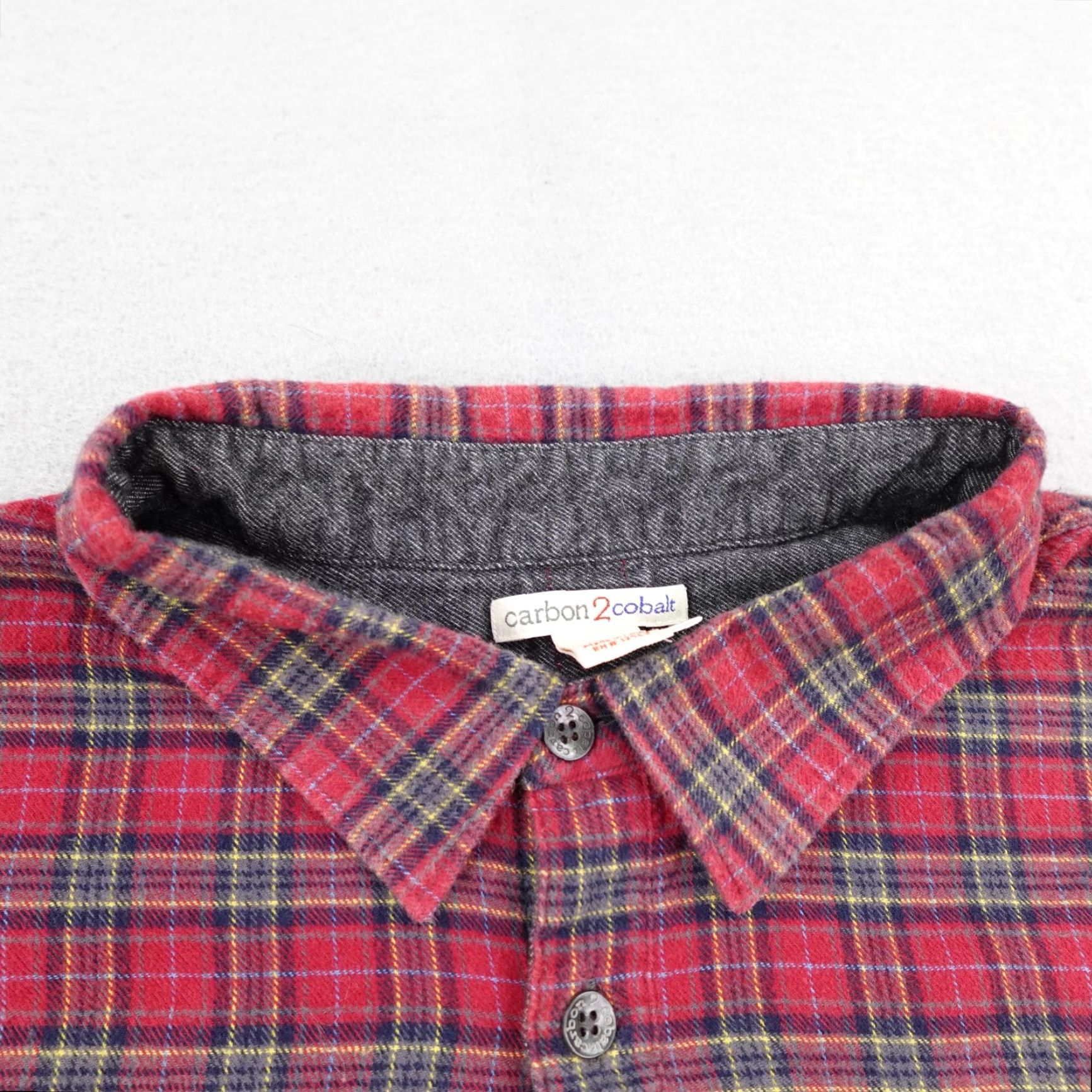 Carbon2Cobalt Carbon 2 Cobalt Red Plaid Flannel Button-Up Shirt Mens XL Long Sleeve Utility Size US XL / EU 56 / 4 - 2 Thumbnail