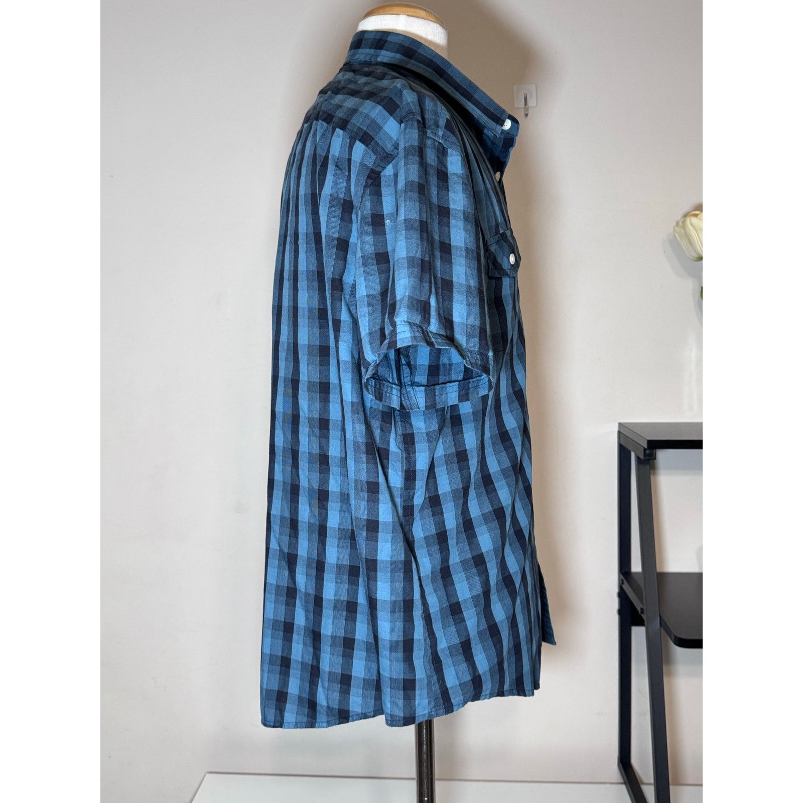 Original Penguin Original Penguin Button Up Shirt Blue Check Short Sleeve XL Size US XL / EU 56 / 4 - 3 Thumbnail