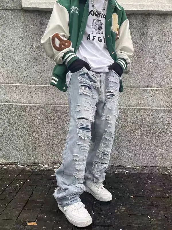 Japanese Brand Vintage street hip-hop washed and distressed ripped jeans Size US 30 / EU 46 - 2 Thumbnail