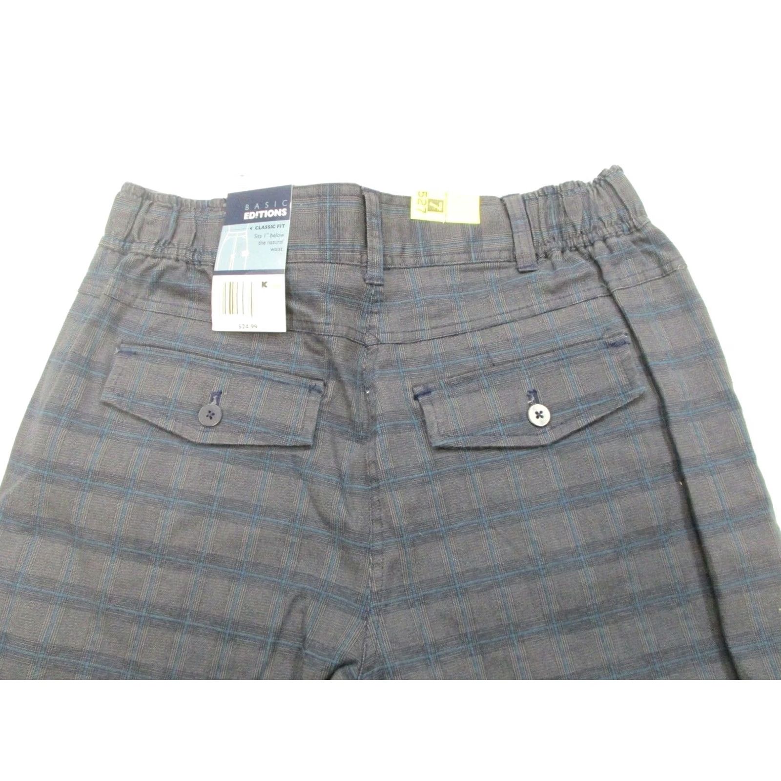 Basic Editions BASIC EDITIONS Pants Women Size 8 Classic Fit Navy Plaid Trouser Size 30" / US 8 / IT 44 - 6 Thumbnail