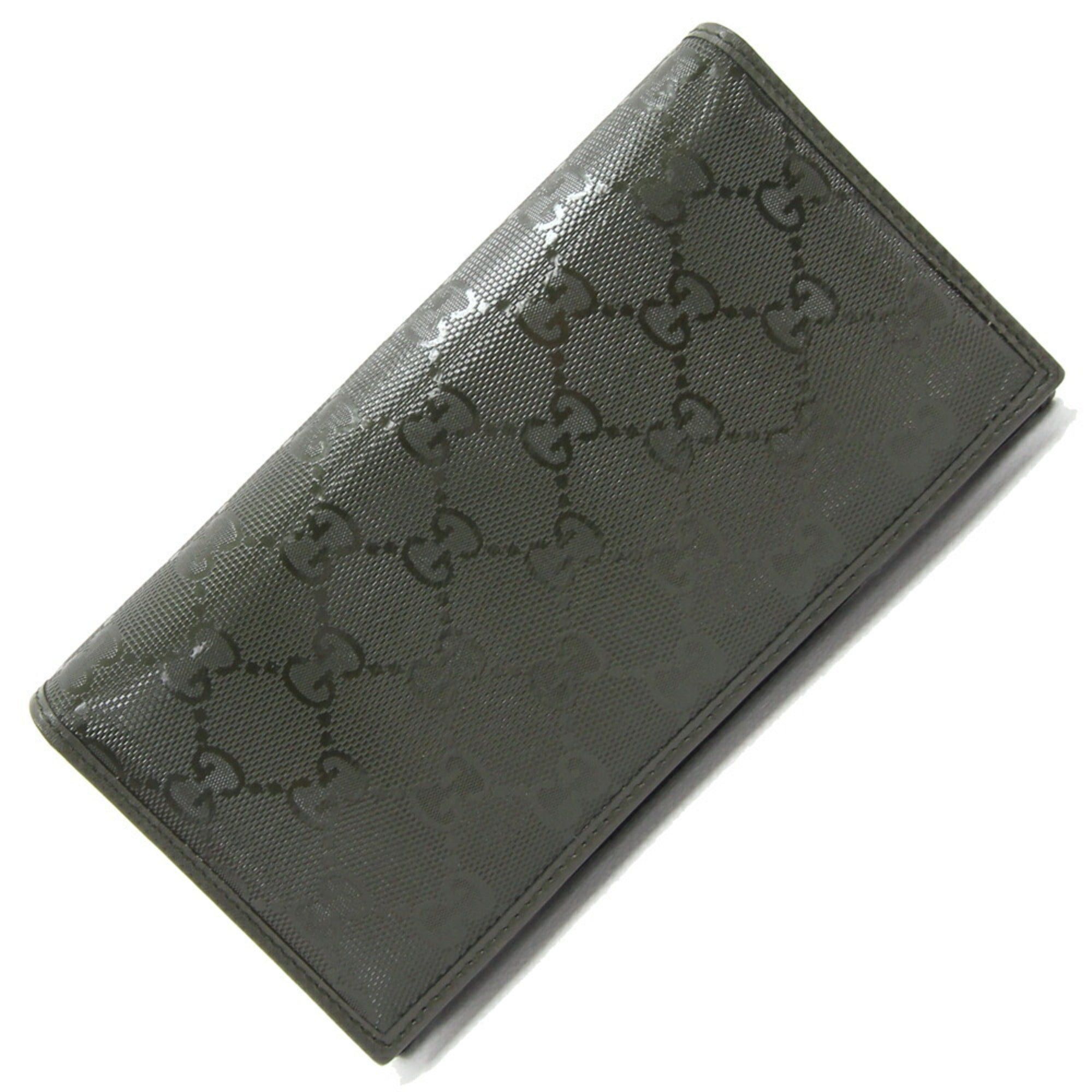 image of Gucci Bifold Long Wallet GG Implement 245908 Dark Khaki Pvc Leather Pattern Men's in Green
