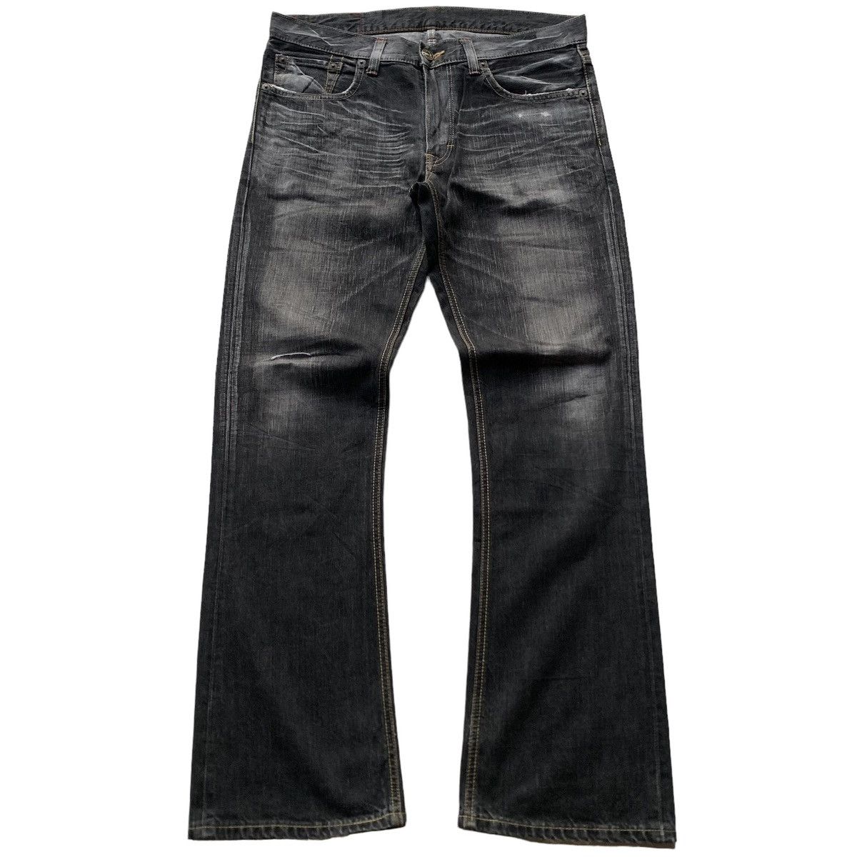 Rare Japanese Brand Edwin Mud Black Wash Flared Jeans