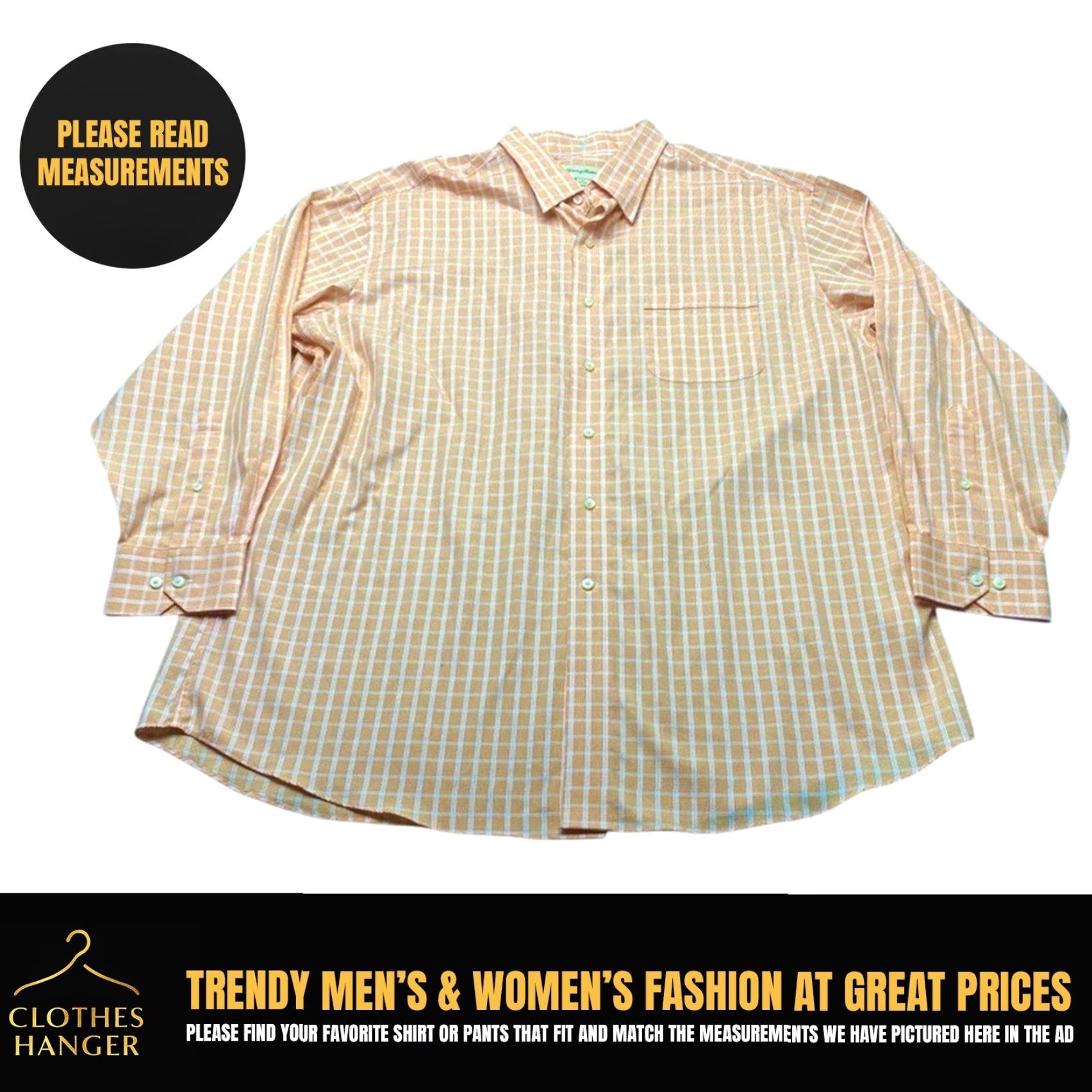 Tommy Bahama Tommy Bahama Dress Shirt Orange White Mens Size 17 32-33 Long Sleeve 8155 Size 46R - 2 Thumbnail