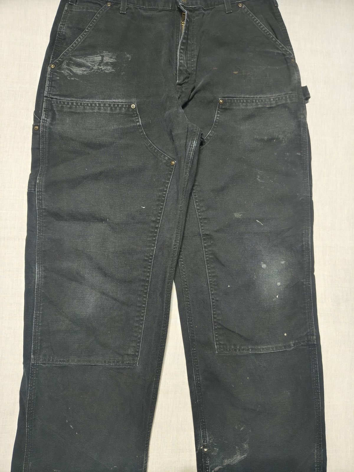 Carhartt DISTRESSED VINTAGE BLACK CARHARTT DOUBLE KNEE DENIM 🪚(016) Size US 34 / EU 50 - 5 Thumbnail