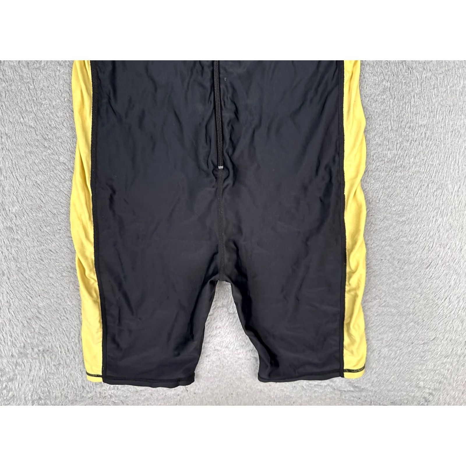 Swims Yob! UV Sun Suit Womens XL Black Yellow Colorblock Zip Short Sleeve Swim Surf Size 40" / US 18 - 5 Thumbnail