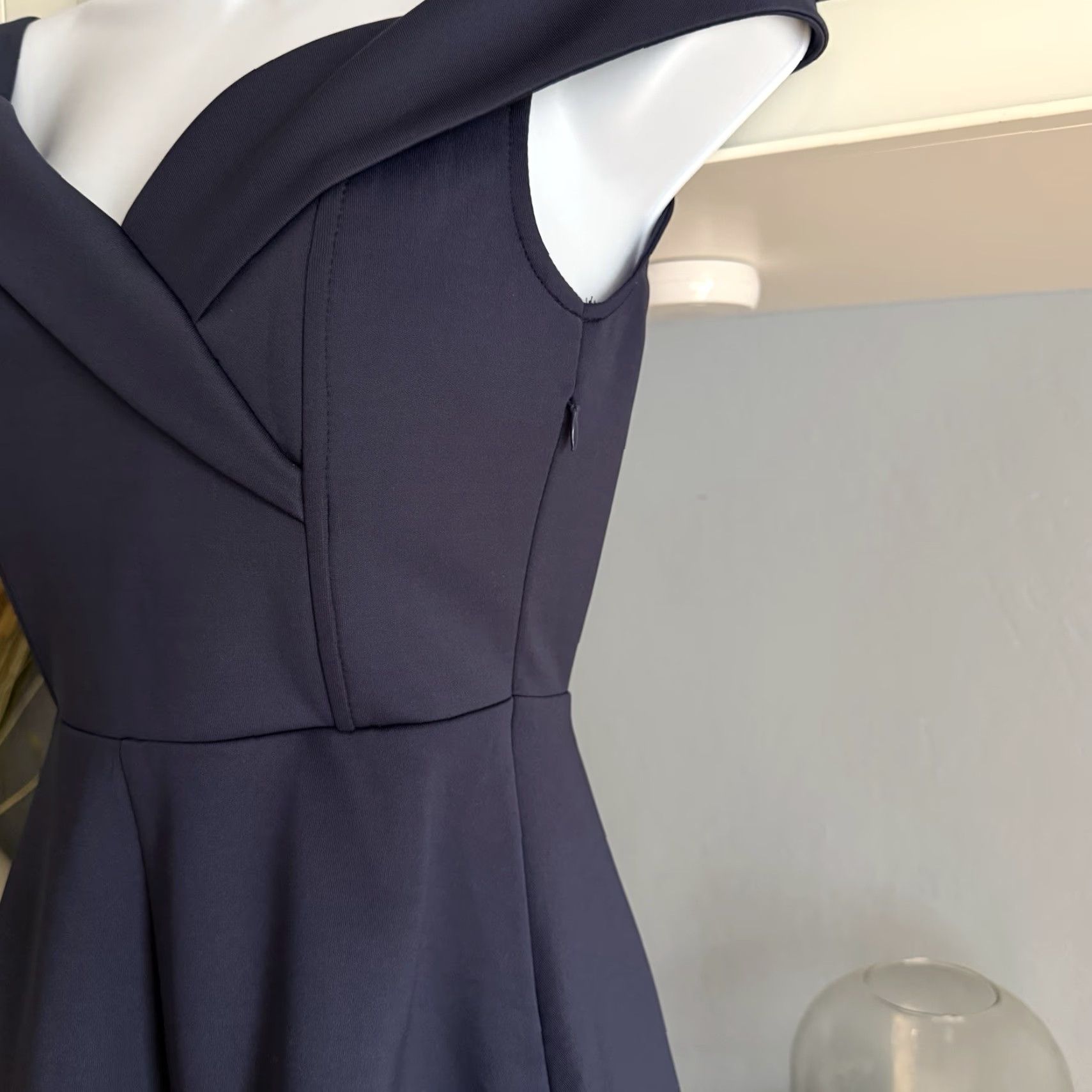 Vintage Showpo Off The Shoulder Romper Shorts Navy Blue 4 XS Women One-Piece Zipper Sleeveless Casual Formal Party/Cocktail Romper Size 27" / US 4 / IT 40 - 2 Thumbnail
