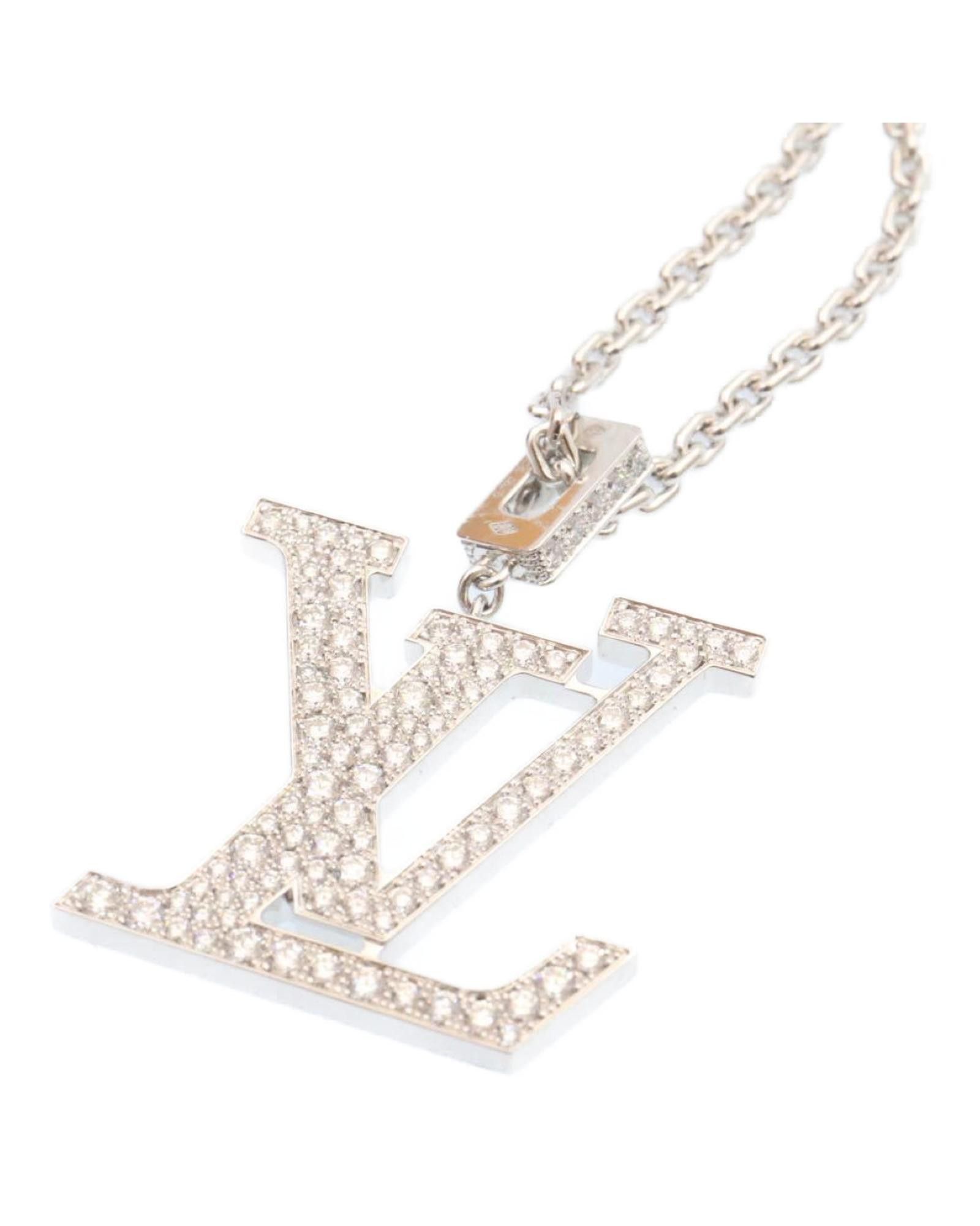 image of Luxury Diamond Pendant Necklace By Louis Vuitton in Silver, Women's