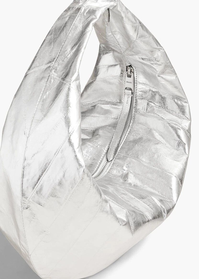 KHAITE KHAITE Olivia Medium Silver Eel Leather Hobo New Auth Size ONE SIZE - 3 Thumbnail