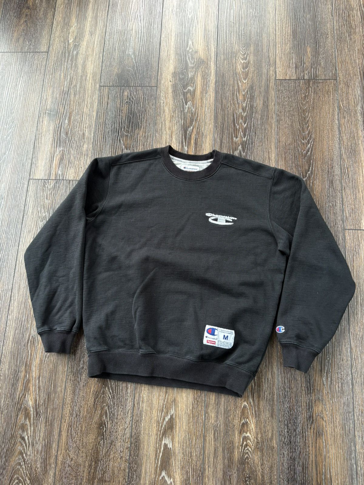 Champion × Supreme Supreme Champion 3D Metallic Navy Sweatshirt Sz