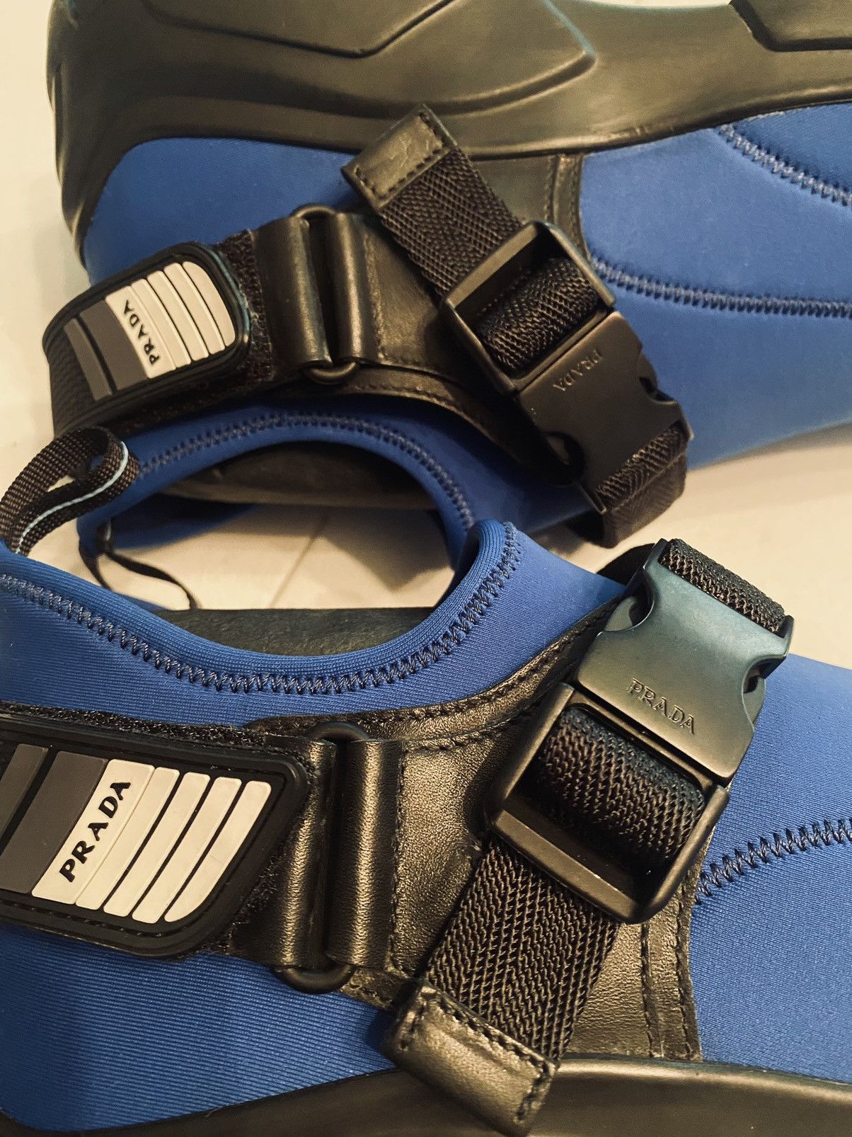 Prada Prada 🇮🇹 Bluette/Nero Neoprene 6 Metal Techno Sneakers 9 NEW Size US 9 / EU 42 - 2 Thumbnail